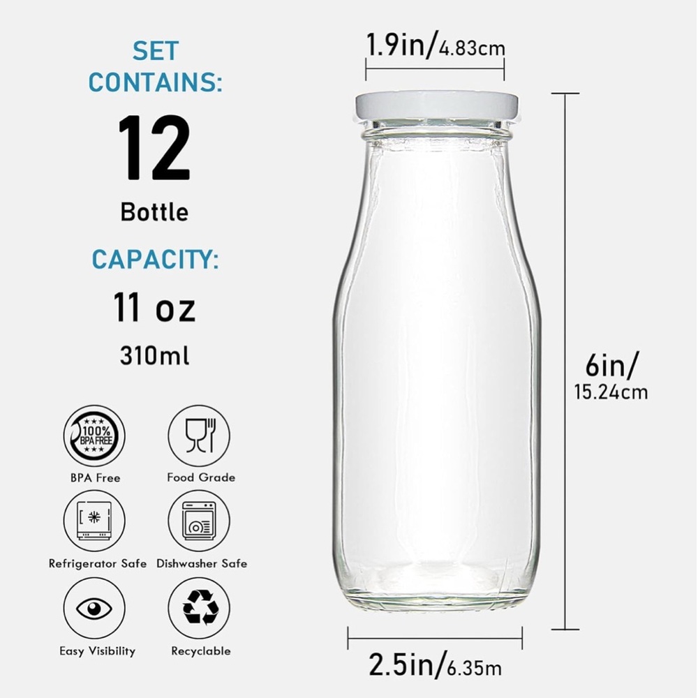 Set of 9 vintage like milk bottles - Picture 2 of 9